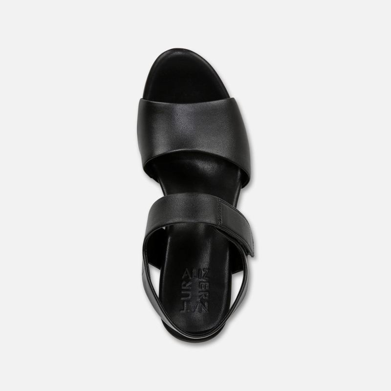 Naturalizer Women's Imani Wedge Sandal - Black Leather