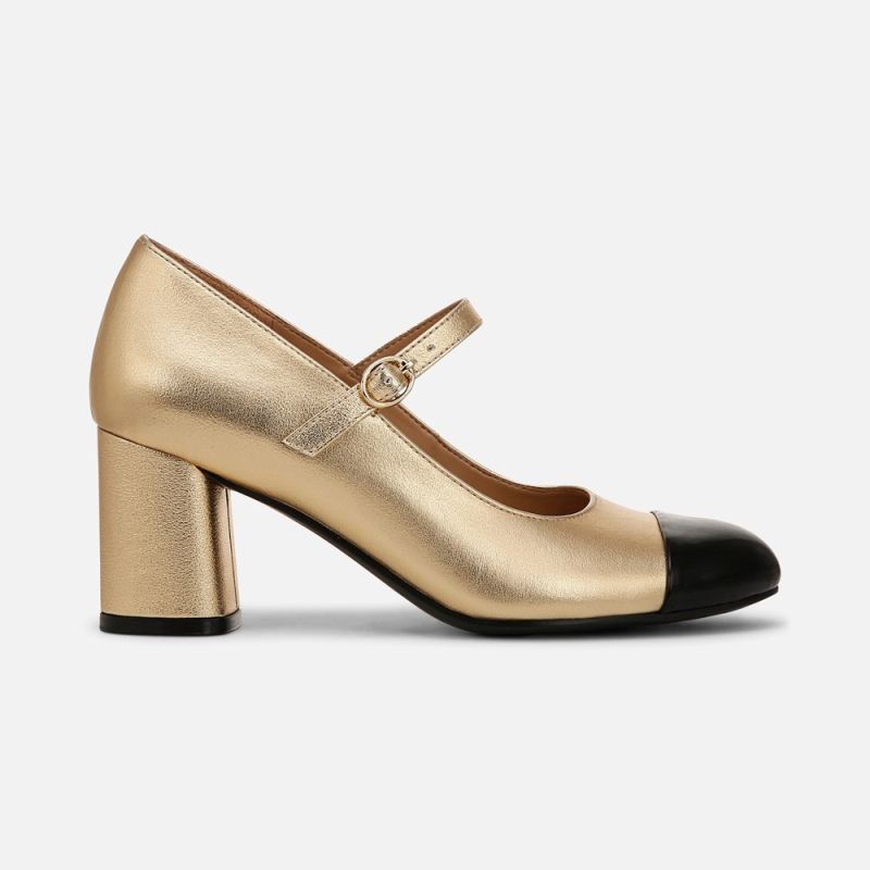 Naturalizer Women's Lovable Mary Jane - Dark Gold / Black Faux Leather