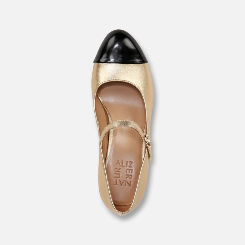 Naturalizer Women's Lovable Mary Jane - Dark Gold / Black Faux Leather