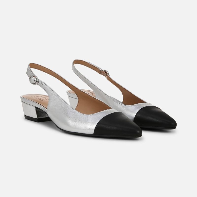 Naturalizer Women's Banks Slingback - Silver / Black Leather