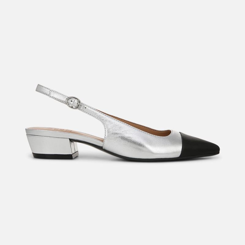 Naturalizer Women's Banks Slingback - Silver / Black Leather