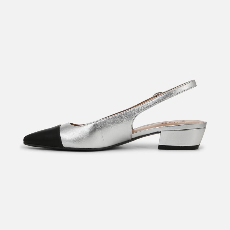 Naturalizer Women's Banks Slingback - Silver / Black Leather