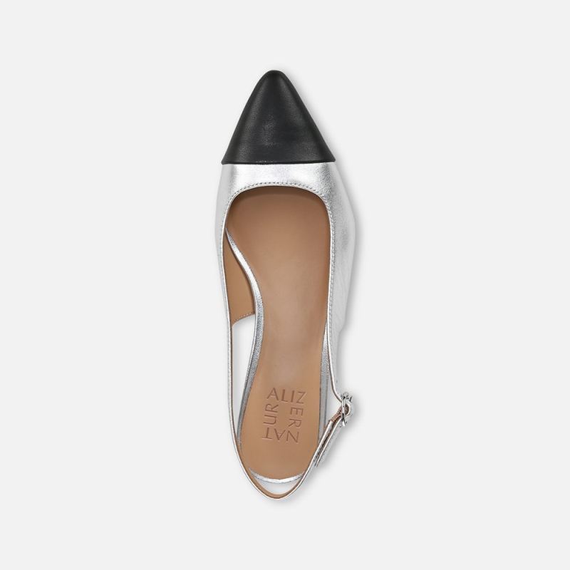 Naturalizer Women's Banks Slingback - Silver / Black Leather