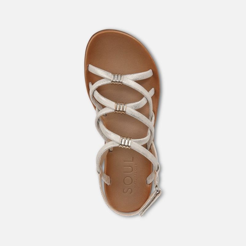 Naturalizer Women's SOUL Sierra Strappy Sandal - Gold Faux Leather