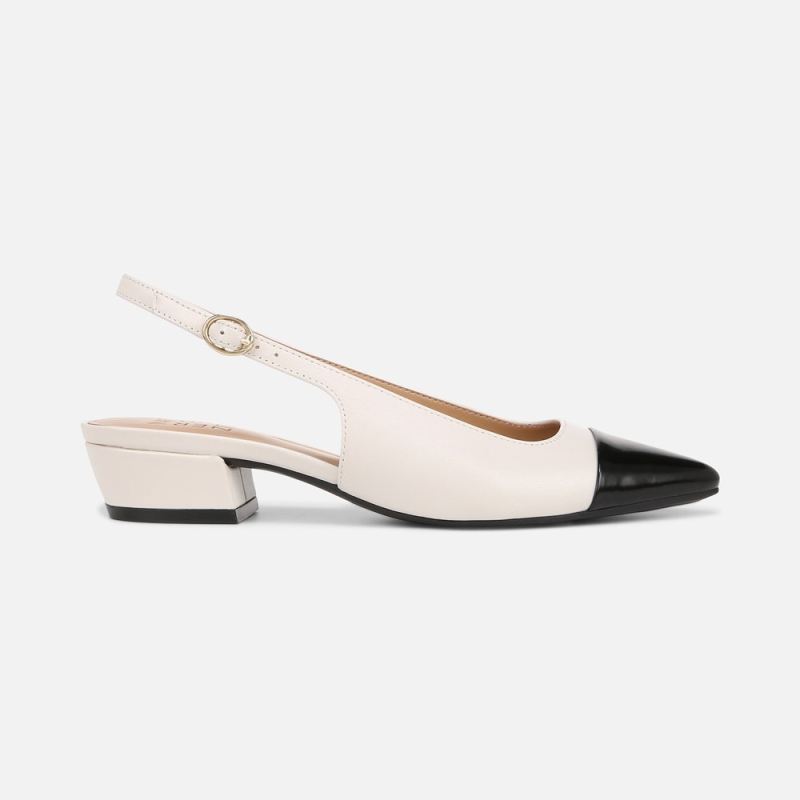 Naturalizer Women's Banks Slingback - Satin Pearl/Black Leather