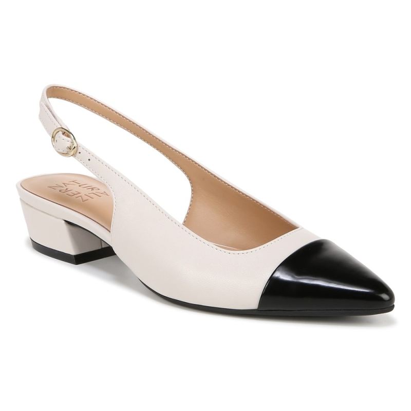 Naturalizer Women's Banks Slingback - Satin Pearl/Black Leather