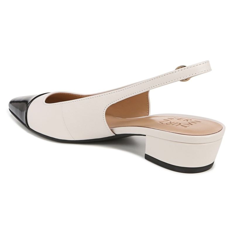 Naturalizer Women's Banks Slingback - Satin Pearl/Black Leather