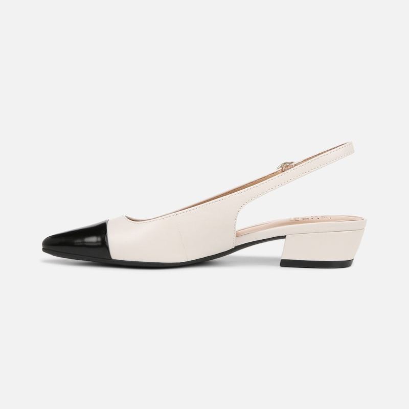 Naturalizer Women's Banks Slingback - Satin Pearl/Black Leather