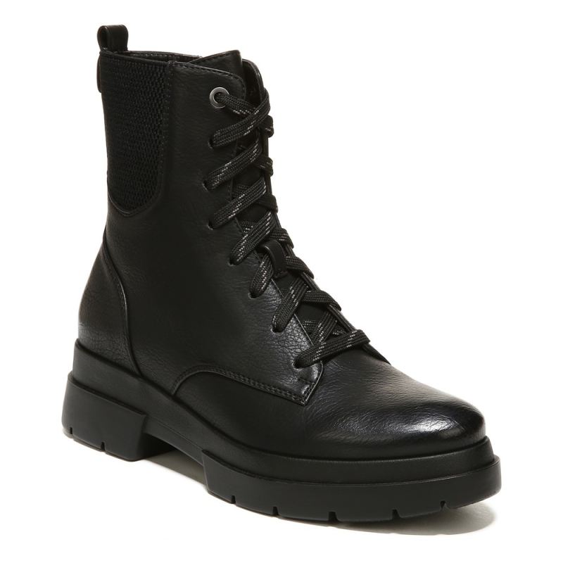Naturalizer Women's SOUL Ozzy Weather Resistant Combat Boot - Black Smooth Synthetic