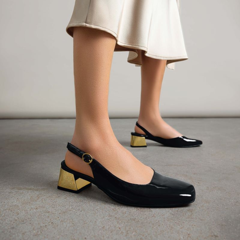 Naturalizer Women's Jayla Slingback Pump - Black Faux Leather