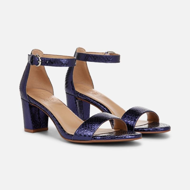 Naturalizer Women's Limited Edition Vera Dress Sandal - Future Dusk Blue Metallic Snake Print Leather