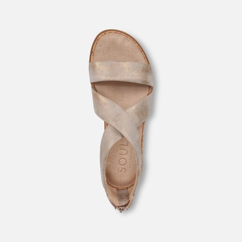 Naturalizer Women's SOUL Cindi Sandal - Gold Metallic Faux Leather