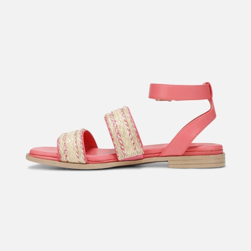 Naturalizer Women's Gana Strappy Sandal - Sunset Coral Faux Straw Fabric