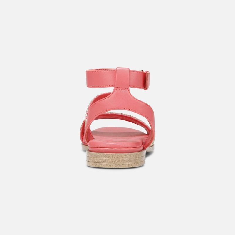 Naturalizer Women's Gana Strappy Sandal - Sunset Coral Faux Straw Fabric
