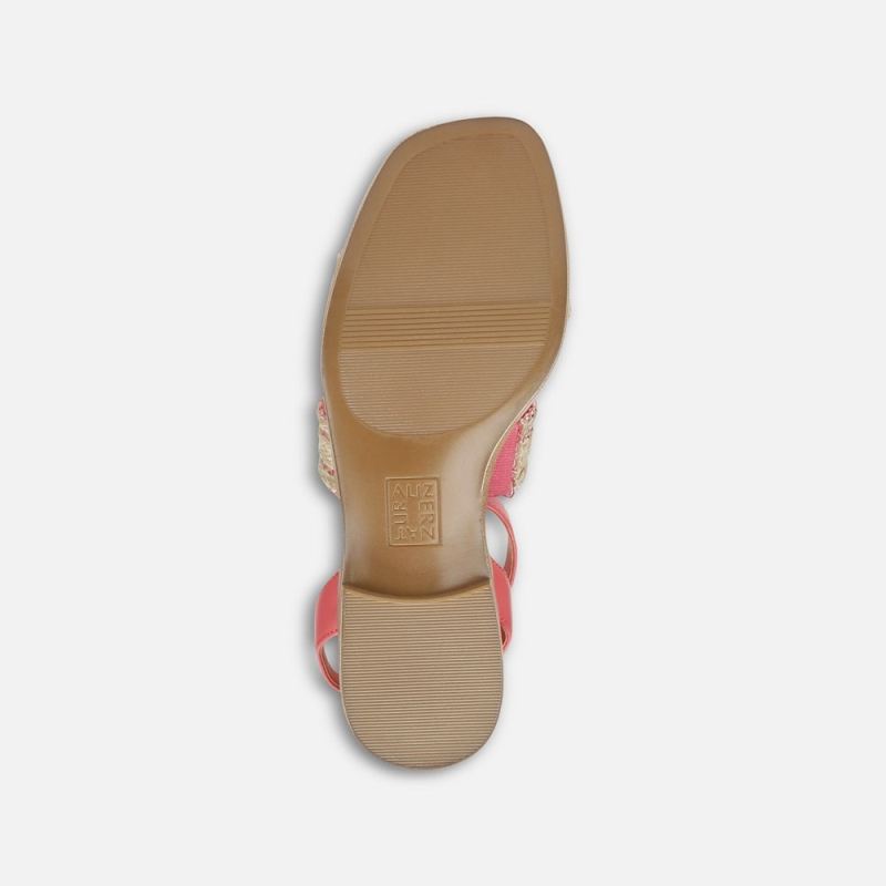 Naturalizer Women's Gana Strappy Sandal - Sunset Coral Faux Straw Fabric