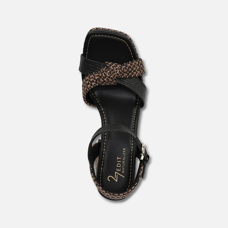 Naturalizer Women's 27 EDIT Peyton Platform Sandal - Black / Tan Fabric