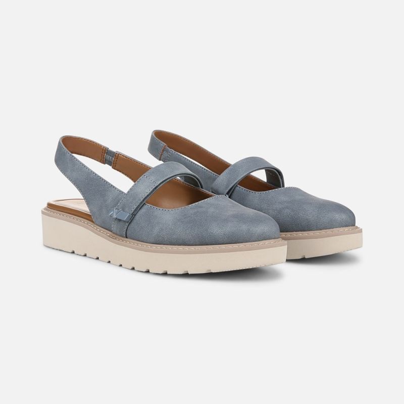 Naturalizer Women's Edison Slingback Mary Jane - Mid Blue Faux Leather - Click Image to Close