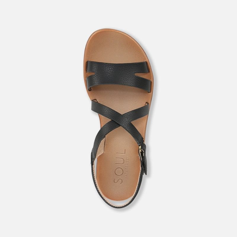 Naturalizer Women's SOUL Shenna Sandal - Black Faux Leather