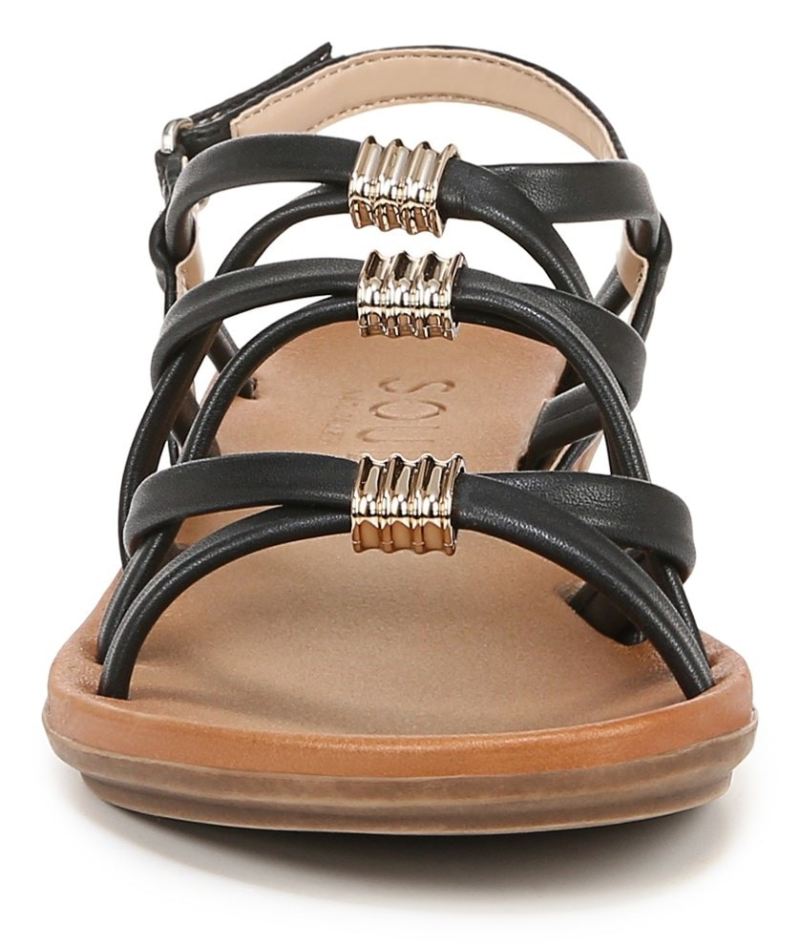 Naturalizer Women's SOUL Sierra Strappy Sandal - Black Smooth