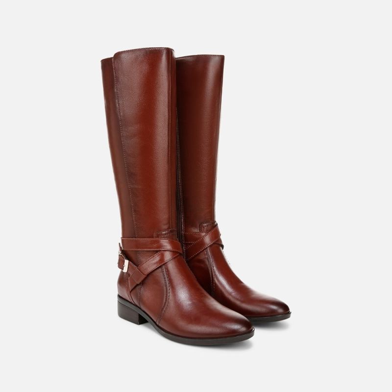 Naturalizer Women's Rena 2 Wide Calf Riding Boot - Deep Saddle Brown Leather