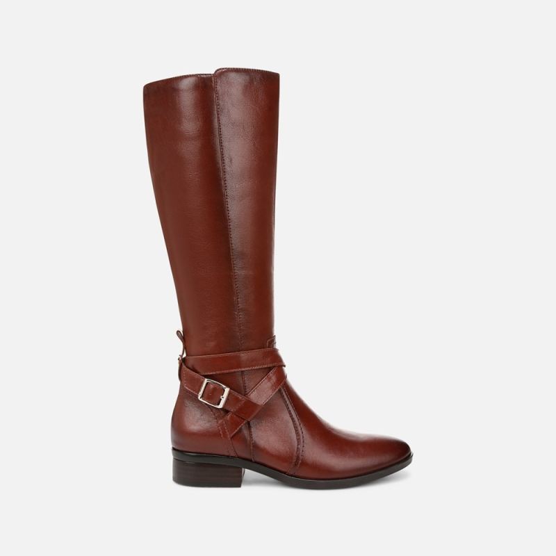 Naturalizer Women's Rena 2 Wide Calf Riding Boot - Deep Saddle Brown Leather