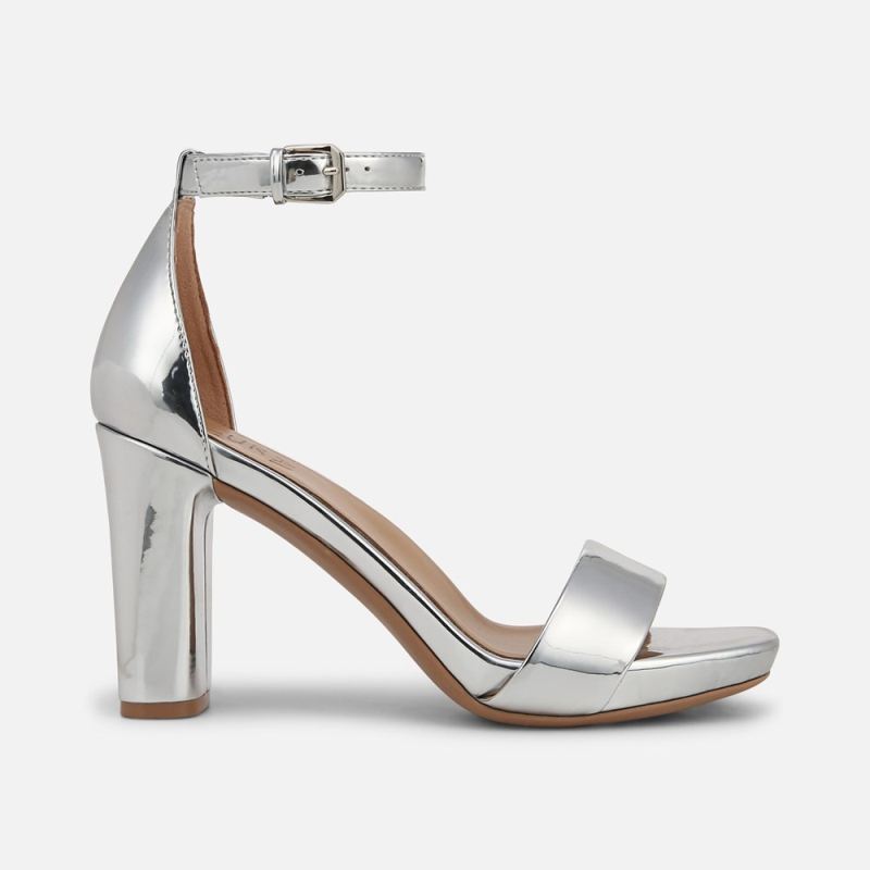 Naturalizer Women's Joy Dress Sandal - Silver Faux Leather