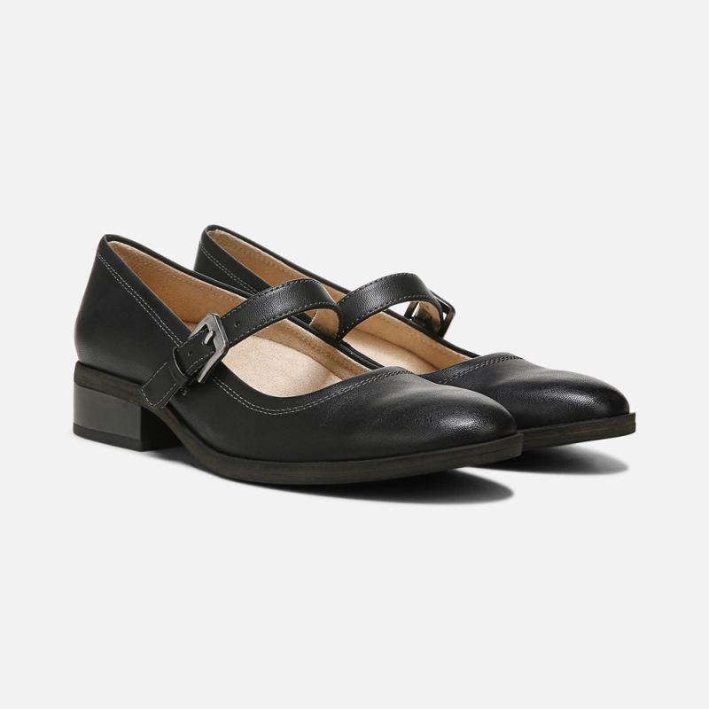 Naturalizer Women's SOUL Ramona Mary Jane Flat - Black Smooth Synthetic