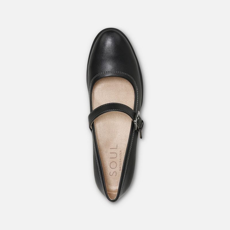 Naturalizer Women's SOUL Ramona Mary Jane Flat - Black Smooth Synthetic