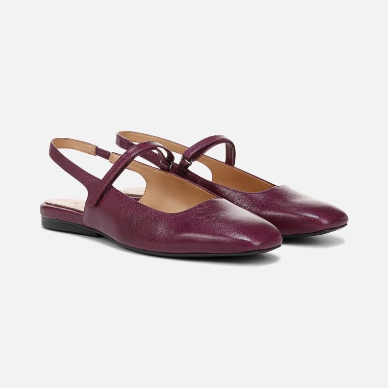 Naturalizer Women's Connie Mary Jane Slingback Flat - Deep Plum Purple Leather