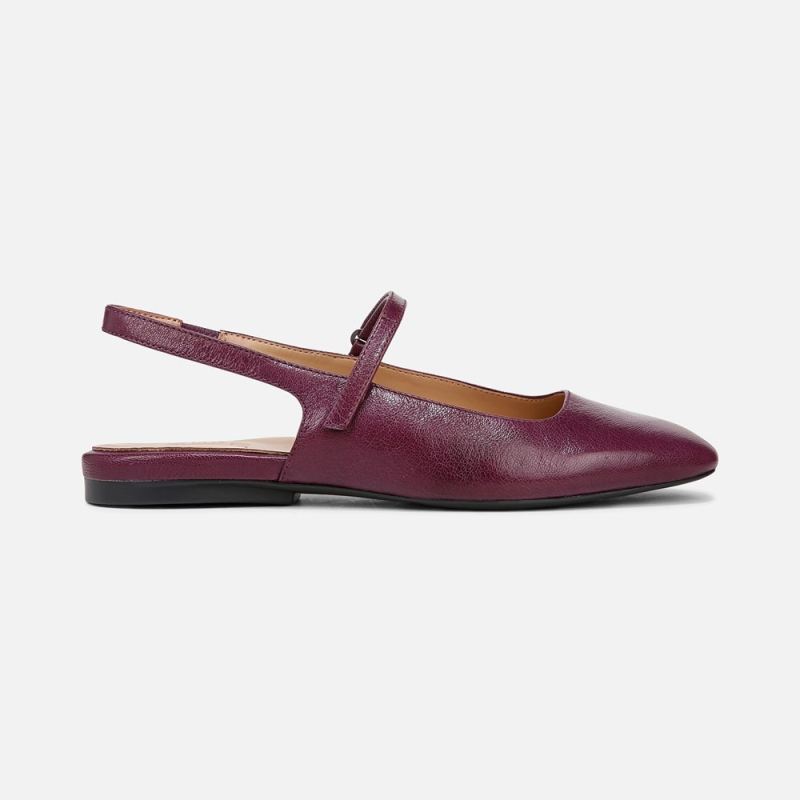Naturalizer Women's Connie Mary Jane Slingback Flat - Deep Plum Purple Leather