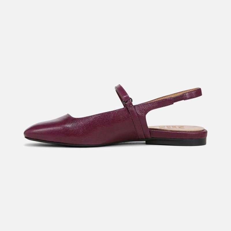 Naturalizer Women's Connie Mary Jane Slingback Flat - Deep Plum Purple Leather