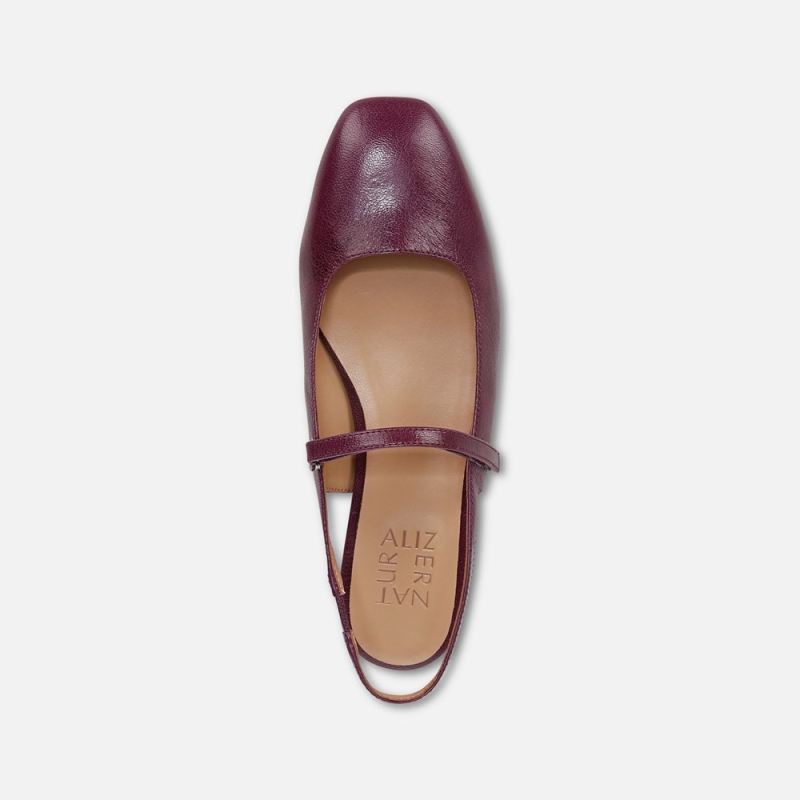Naturalizer Women's Connie Mary Jane Slingback Flat - Deep Plum Purple Leather