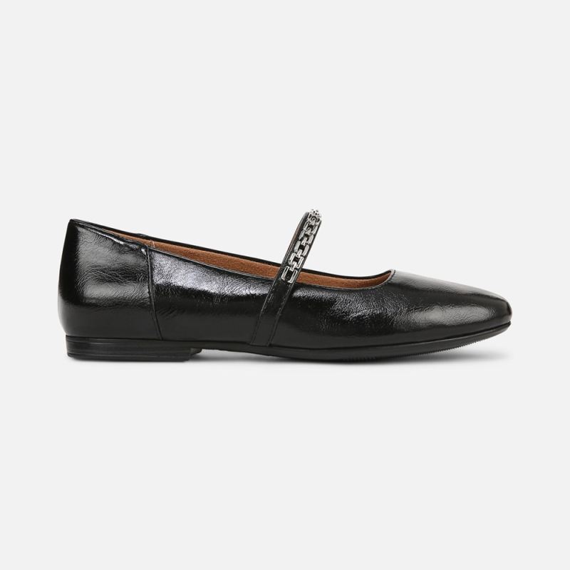 Naturalizer Women's Kelly Chain Mary Jane Flat - Black Faux Leather