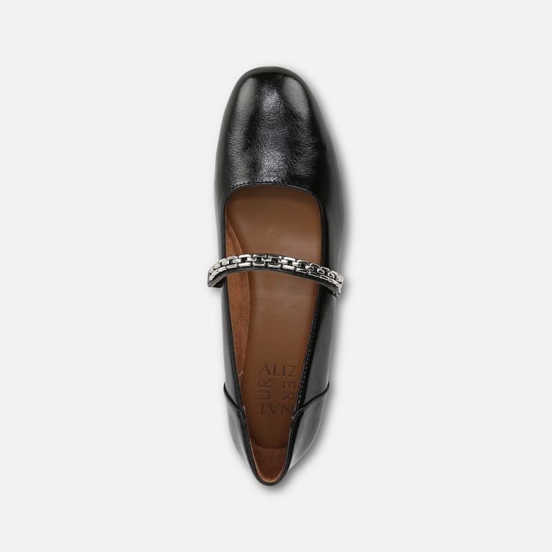 Naturalizer Women's Kelly Chain Mary Jane Flat - Black Faux Leather