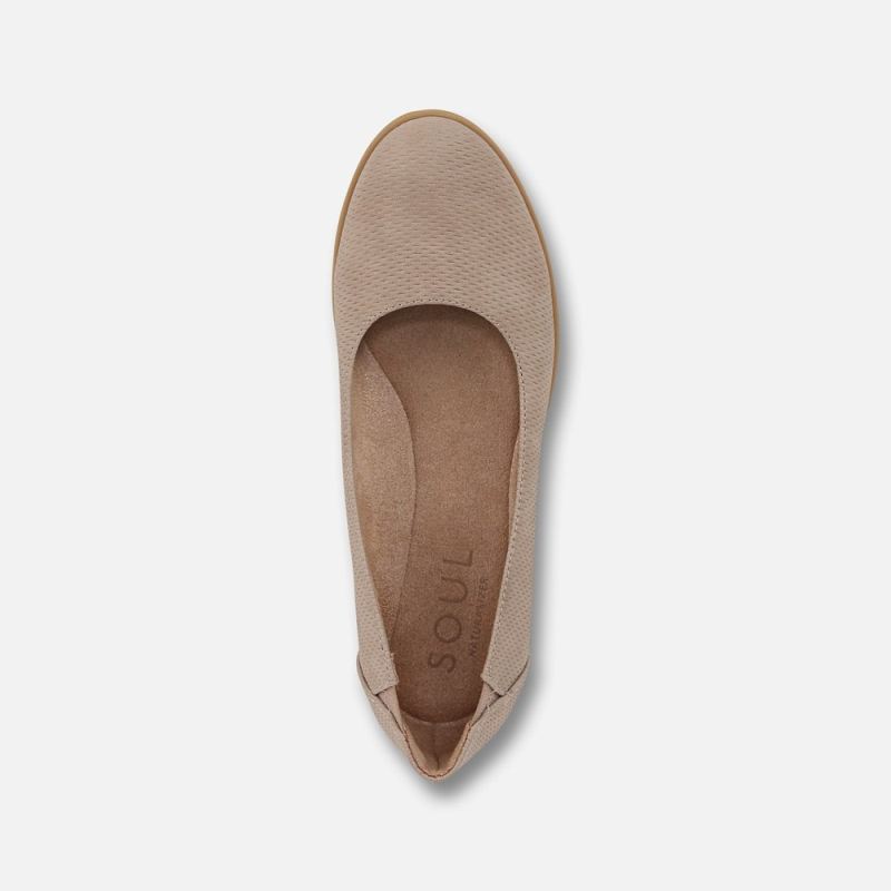 Naturalizer Women's SOUL Idea Ballet Flat - Warm Taupe Tan Faux Leather