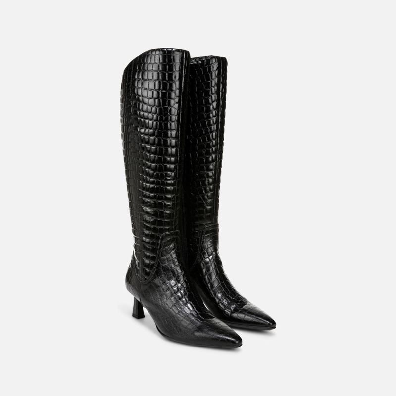 Naturalizer Women's Deesha Wide Calf Knee High Boot - Black Croco Leather