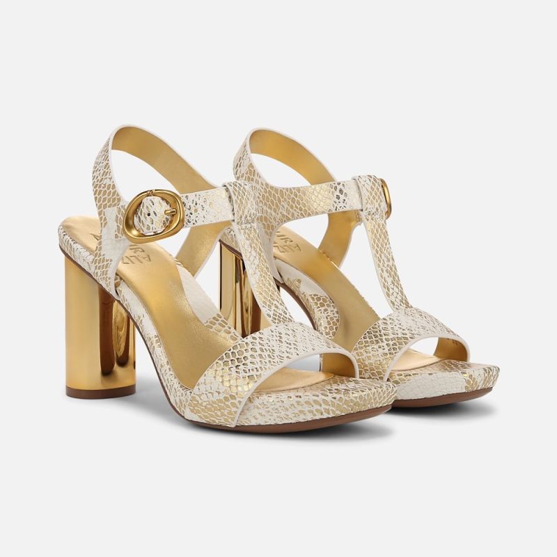Naturalizer Women's Jordis Dress Sandal - White / Gold Leather