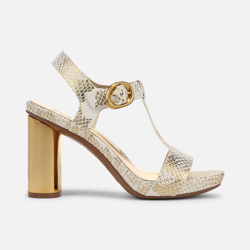 Naturalizer Women's Jordis Dress Sandal - White / Gold Leather