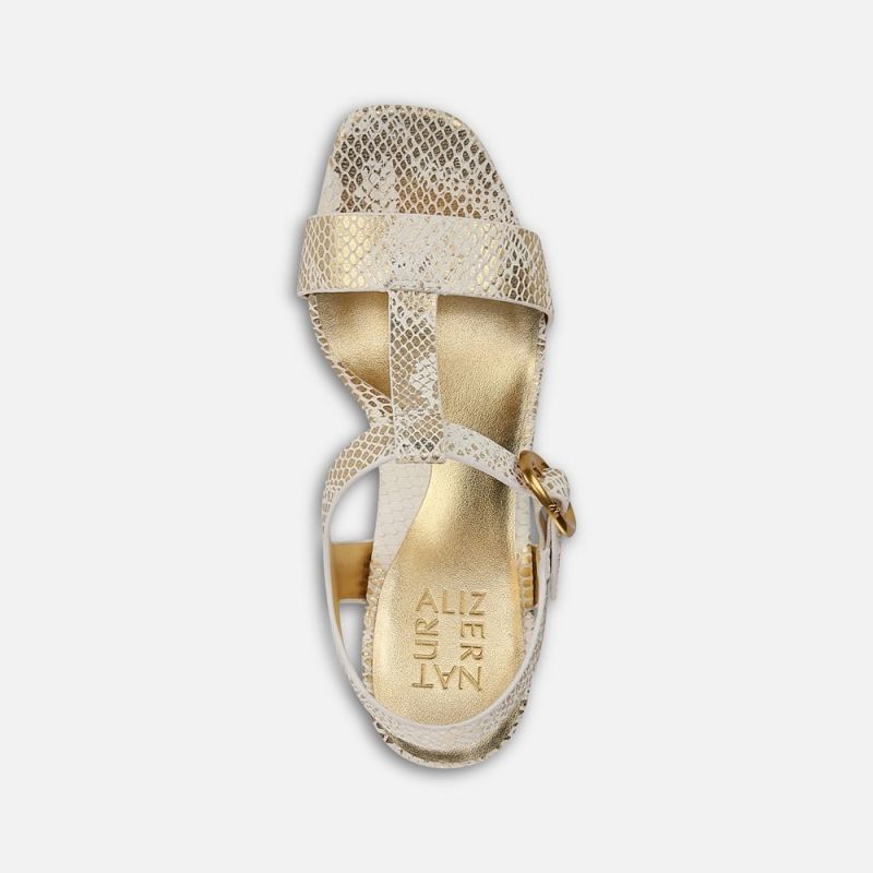 Naturalizer Women's Jordis Dress Sandal - White / Gold Leather