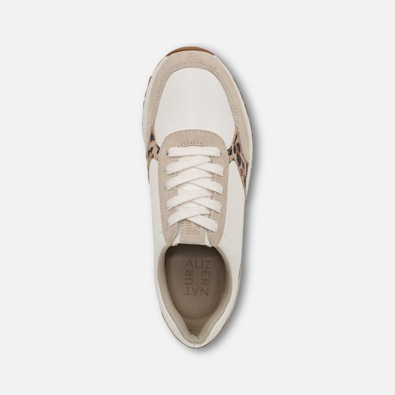 Naturalizer Women's Shay Lace Up Sneaker - Warm White / Leopard Leather
